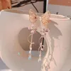 Dangle Earrings Women Personality Hollow Tassel Zircon Sweet Drop Butterfly Fashion Jewelry Pink Flower