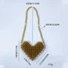 Kvällspåsar Anpassade pärlor Pearl Love Design axelhandväska handvävd Summer Peach Heart Fashion Mini Lipstick Wallet Women's