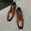 Berluti Business Leather Shoes Oxford Calfskin Handmade Top Quality Berlutis Venezia hand-painted with crocodile pattern up formalwq D58H