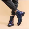 Snake Designer Ankle Man Fashion Blue Patent Leather High Top Men Quality Glitter Men's Platform Boots