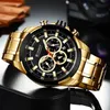 CURREN Herrenuhren Top-Marke Big Sportuhr Luxus Herren Militär Stahl Quarz Armbanduhren Chronograph Gold Design Herrenuhr 240109