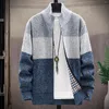 Men's Sweaters Mens Zip Up Knitted Cardigan Thick Sweater Stand Collar Down Coats For Winter The Drop Trench Coat Men