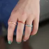 Cluster Rings Gold Filled Pink Blue Red Colorful Band Fashion Finger For Women Cute Lovely Enamel Heart Ring