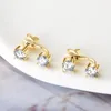 Orecchini a bottone TKJ 925 Sterling Silver Gold Double Wear Scintillante Moissanite Donne Glamour Gioielli di lusso Regalo di compleanno di San Valentino