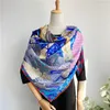 الأوشحة Hippopolis Pure Mulberry Scarf Silk Shawl Brand Designer End Drolled Twergs Shawls Summer Head Bag Bandanas