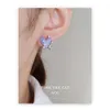 Bottegaly Venettaly S925 Silver Zircon Copper Plated True Gold Earrings Sweet Love Dropingörhängen Grön Purple Ear Clip