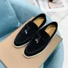 LP Wildleder-Loafer Mokassins-Schuhe Summer Walk Slip-On Charms flache Schuhe Apricot Echtes Leder Männer lässig Slip-on-Flats Frauen Luxus-Designer flacher Kleidschuh mit Box