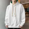 Male Clothes Solid No Hoodies Sweatshirt for Men White Loose Hooded Sweat Shirt Harajuku Fashion Pastel Color Streetwear S 240110