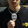 S925 New European and American Movie V-shaped Enemy Team Smiling Face Fashion Mask Pendant Trendy Rap Hip Hop