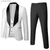 Costumes pour hommes Blazers Costume pour hommes bleu royal 3 pièces (veste + pantalon gilet) ensemble de robe de soirée de mariage à la mode Slim Terno Masculino blanc rouge S-5XL T240110