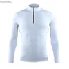 Homens camisetas Quick Dry respirável Running Shirt Homens Musculação Esporte T-shirt Manga Longa Zipper Stand Collar Gym Fitness T ShirtL240110