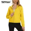 Tacvasen primavera moda curto comprimento sweatshirts jaqueta feminina forro de lã completo zip up hoodies casual streetwear outwear 240109