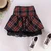 Jupes S-3XL Haute Qualité Uniforme Scolaire Jupe Mode Plaid Mini Plissé Dentelle Ourlet Avec Doublure Étudiant Fille Japonais Preppy Bas