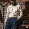 BRONSON Henley Camicia OLD TIME Uomo T-shirt in cotone da uomo Manica lunga Tee Slim Fit Top Casual Abiti vintage Tinta unita 240109