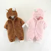 Nascido inverno macacão urso orelha velo bebê menina meninos nascido quente macacão geral footies infantil roupas da criança 240109