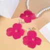 Colar brincos conjunto elegante moda jóias feminino liga de zinco rosa flor perfeito para todos os dias presentes do dia dos namorados