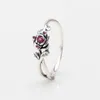 2024 designer pandoraring dora anéis de banda amor s925 prata di sini bela e fera rosa moda pétala flor anel