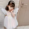 Enfants fille robe fête d'anniversaire robe de mariée pour fille princesse robes de soirée enfant vêtements Tulle aile robe enfants fête porter 2-8y 240109