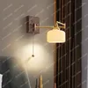Lâmpada de parede quarto cabeceira cobre sala estar criativo pull-cord interruptor retrátil