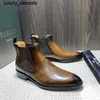 Berluti Business Deri Ayakkabı Oxford Calfskin El Yapımı En Kalite Renk Bir Adım Chelsea Kısa Botlar Scritto Desen İngiliz Bootswq