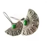 Dangle Earrings Vintage Classical Ginkgo Leaf For Women 2024 Design Green Stone Silver Color Inlaid Hook Fashion Jewelry
