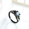 Cluster Ringe Luxus Edle Exquisite Opal Ring 2024 Mode Männer Frauen Farbe CZ Kristall Schwarz Farbe Engagement Charme Dame Hochzeit schmuck