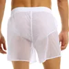 MENS SUMMER CASUAL TRUNKS Homme Seethrough Drawstring Beach Shorts Snabbt torr badkläder Boxer med Bulitin Mesh Briefs 240110