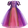 Mädchen Rapunzel Kleid für Kinder Halloween Prinzessin Cosplay Kostüm für Geburtstagsfeier Geschenk Lila Pailletten Mesh Tangled Kleidung 2-10 240109