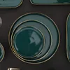 Plates Luxury Fashion Ceramics Cookware Bowl Plate Dinner Set Emerald Green Phnom Penh Soup Western Round Oval