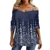 Dames T-shirts Shirt voor dames Lange mouwen Bloemenprint Blouses Sexy Off-shoulder Casual T-stukken Elegante mode Y2k Topstijlkleding