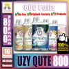 Original Uzy Qute 800 Puff 800 Disponerbar Crystal E Cigarett 1,2hm Mesh Coil 3ML POD 550 mAh Batteri 3 Typ av RGB Lätt elektroniska Cigs Puff 800 0% 2% 3% 5% VAPE PEN PIT