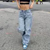 Calças de brim femininas y2k vintage streetwear cintura alta baggy calças retas perna larga calças soltas primavera moda denim longo bottoms