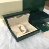 Jakość Dark Green Watch Box Pare Dift Dift dla Tagów i papierów do broszury RLX w angielskim szwajcarskim pudełku na rękę 212f