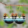 Dangle Earrings Fashionable Blue Dyed Art Pattern Bohemian Double Sided Wood Geometric Stripe Panel Women's