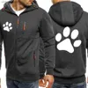 Sweats à capuche pour hommes Sweatshirts Kawaii Cartoon Dog Paw Imprimer Zipper Sweat à capuche pour hommes Mode surdimensionné Sweat à capuche Personnalité Street Sportswears Hip Hop Survêtement Manteau T240110