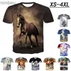 Men's T-Shirts New Fashion 3D Horse T-shirts for Men Harajuku Trendy Tops T Shirts Short Sleeve Tee Loose T-shirt Size XS-4XLL240110