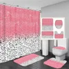 Shower Curtains Pink Leopard Print Shower Curtains Shiny Decor for Bathroom Polyester Fabric Bath Screen Bath Mat Rug Lid Carpet Toilet Cover