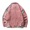 American Vintage Cowboy Coat Women Patchwork Pink Denim Coats Män avslappnad unisex Top Spring Autumn Jacket kläder 240109