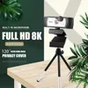 Webcams 8K/4K Autofocus Webcam 1080p caméra HD réseau USB diffusion en direct 2k sans pilote ordinateur portable Web Cam caméra avec MicrophoneL240105