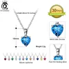 Hängen Orsa Jewels 925 Sterling Silver 12 Color Heart Shaped Birthstone Pendant Necklace Woman Girl's Lucky Birthday Jewelry Gift APN02