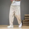 Pants Men Cotton Linen Jogger Harem Pants Plus Size Men Long Trousers M6XL 7XL Solid Loose Casual Elastic Waist Pants Gray Khaki