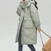 Mulheres zíperes com capuz para baixo casaco bolso engrossar térmico longo casaco botões manga longa casaco causal escritório parkas outono inverno