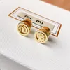 18K Gold M Brand Letters Designer Brincos para mulheres Retro Retro Vintage Círculo redondo de luxo Double Side Wear Earring Chinese Earings Anéis de ouvido Jóias de noivado