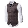 Shapers New Mens Gilet Casual Business Men Suit Gilet Maschile Lattice Gilet Moda Uomo Gilet senza maniche Gilet Smart Casual Top Grigio Blu