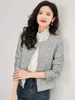 ZJYT Luxury Sequined Tweed Woolen Jacket för kvinnor Fashion Autumn Winter Short Coats Casual Vintage Ytterkläder Veste Femme 240109