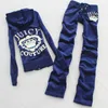 Y2K Tracksuits Kvinnokläder Tvåverk Set Velor Track Suit Women Juicy Velvet Tracksuit Hooded Sweatshirt and Pants Set