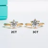 AnuJewel Yellow Gold Plated 2ct 3ct D Color Engagement Solitaire Rings For Women GRA Cer Customs Jewelry Wholesale 240109