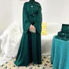 Ethnic Clothing Plain Closed Abaya Muslim Hijab Dress Satin Abayas For Women Dubai Turkish Dresses Ramadan Eid Islamic African Kaftan