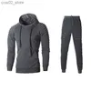 Herrspårar Nya 2 stycken Tracksuit Men's Military Hoodie sätter sublimering kamouflage muskel man höst vinter taktisk jacka byxor q230110