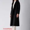 Maxmaras Women's Wrap Coat Camel Hair Coats Women's Black First Cut Wool Lace Up Medium Coat 6016023906007 RJUL